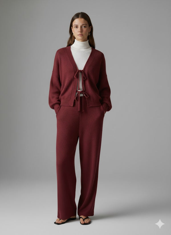 "Merlot Ribbed Lounge Set"