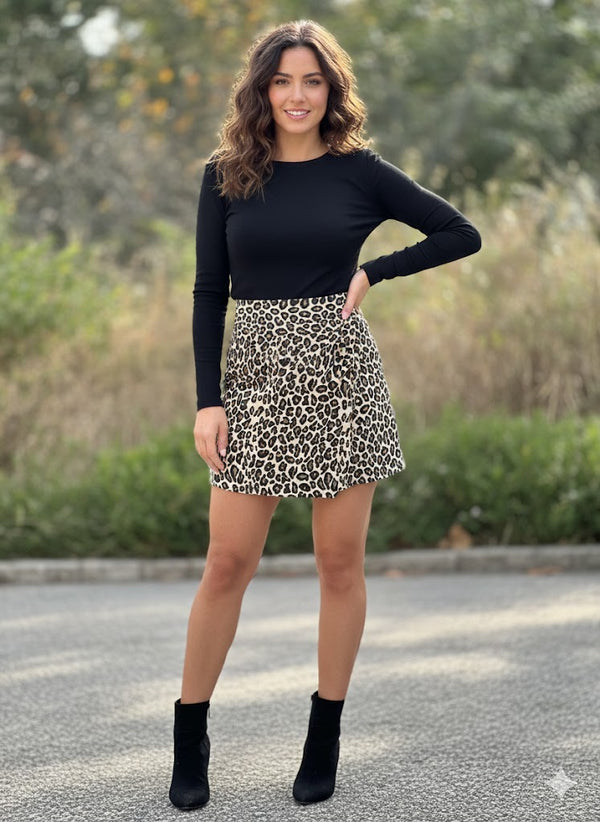 "Leopard Wrap Skort"