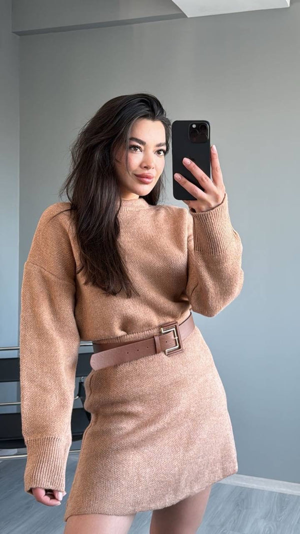 "Camel Cozy Knit Set"